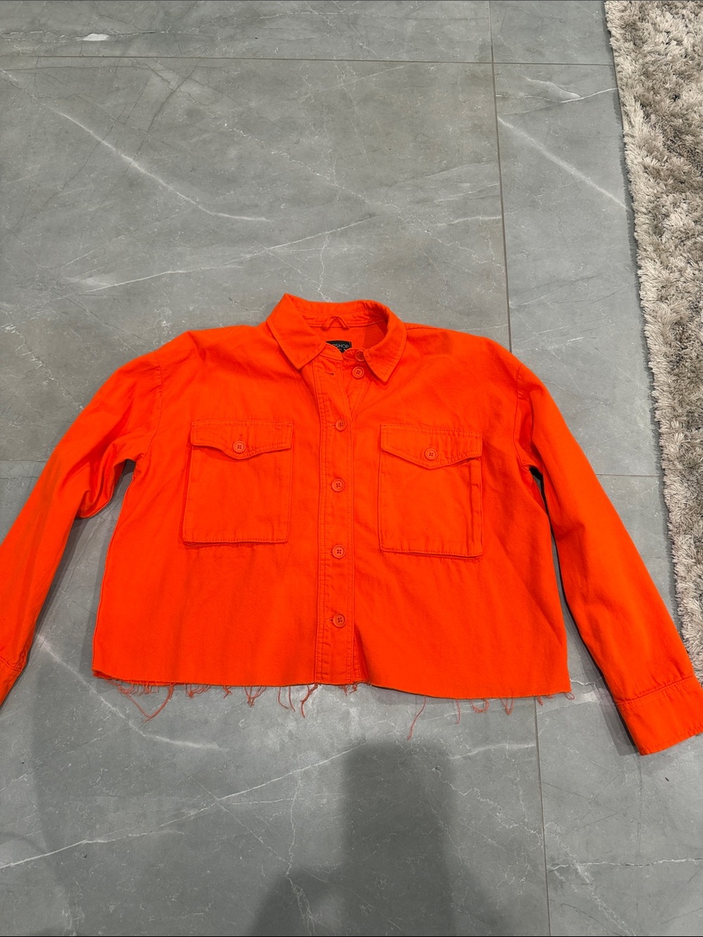 Topshop Bright Orange Cropped Shirt Jacket
